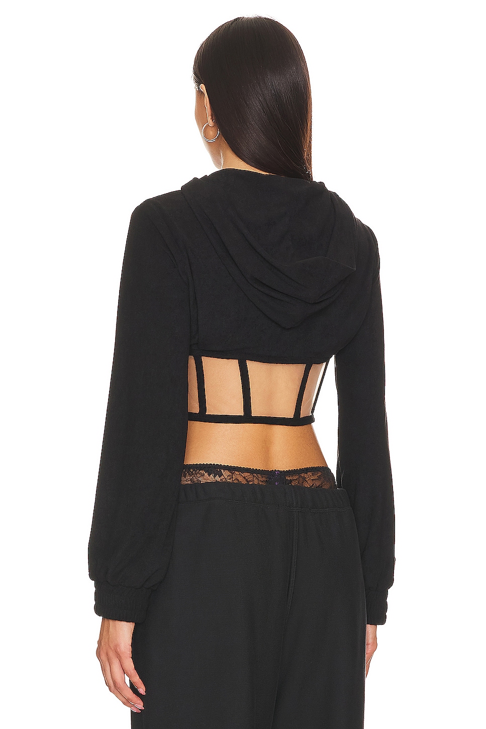 RTA - Zip Up Corset Hoodie Top | Plush