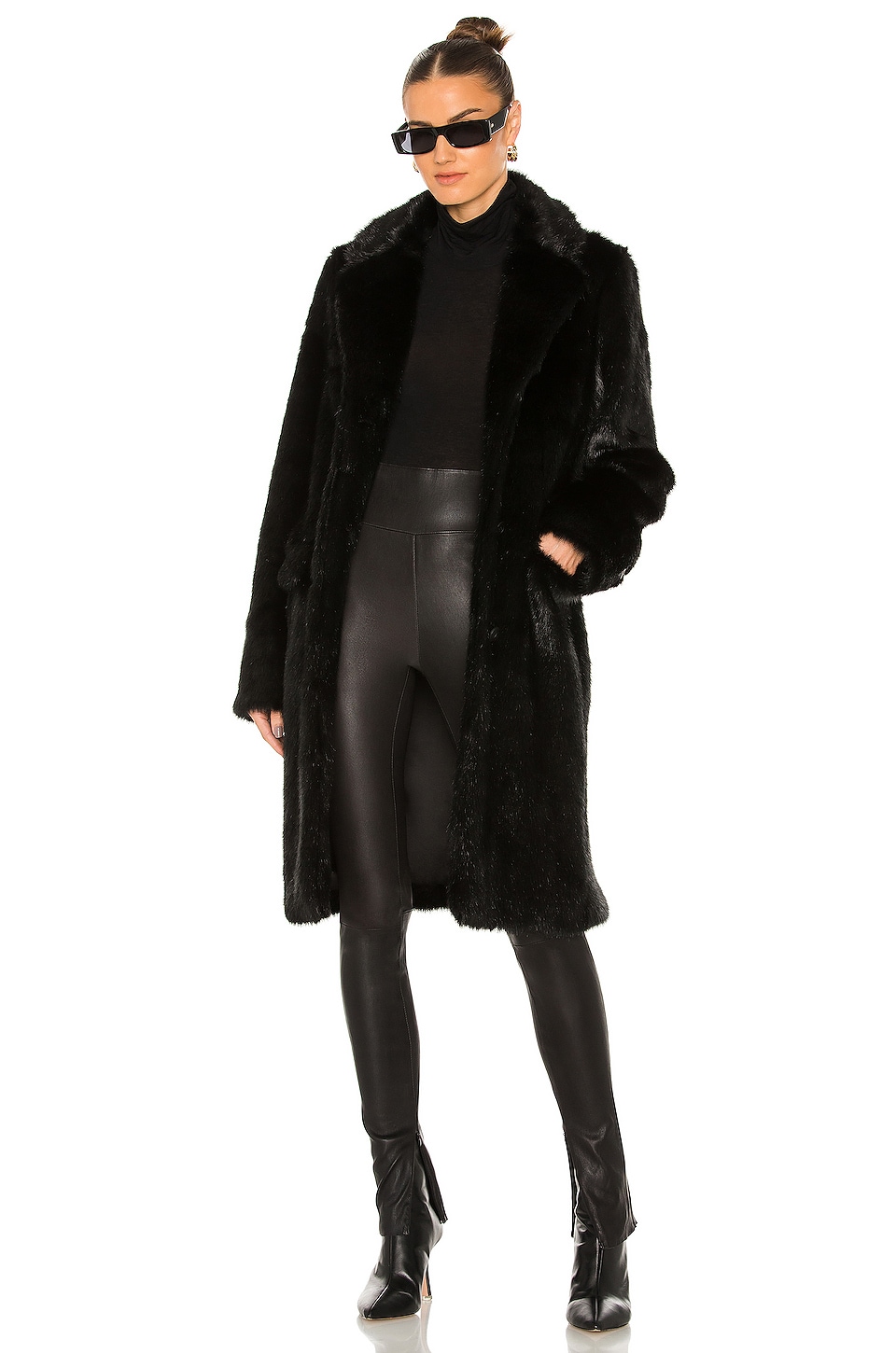 RtA Dawson Faux Fur Coat in Black