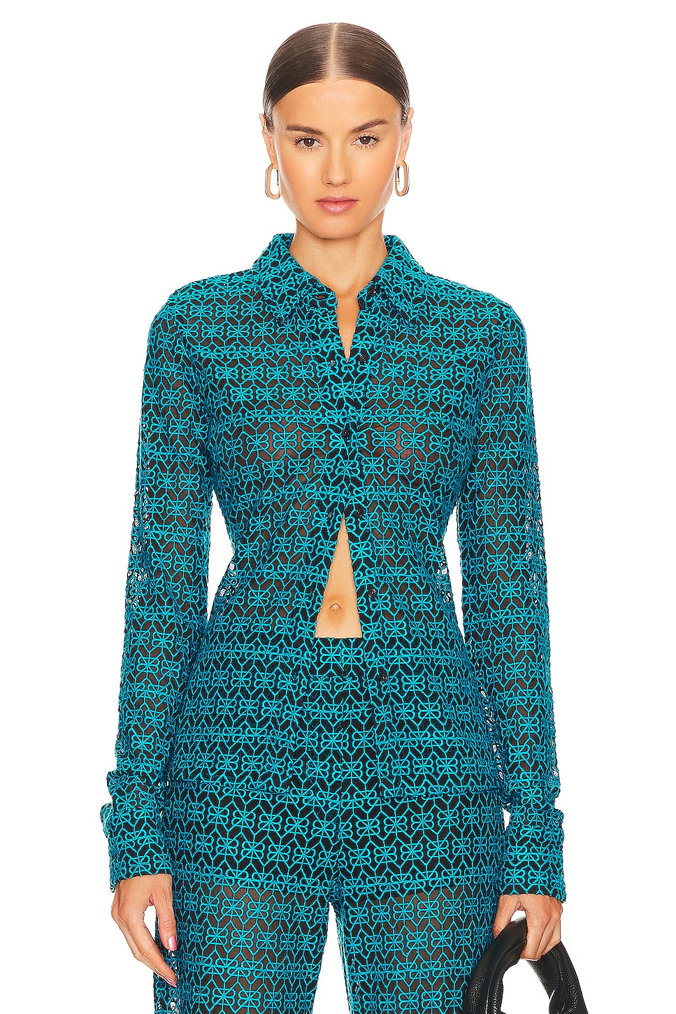 RTA Embroidered Button Up Shirt