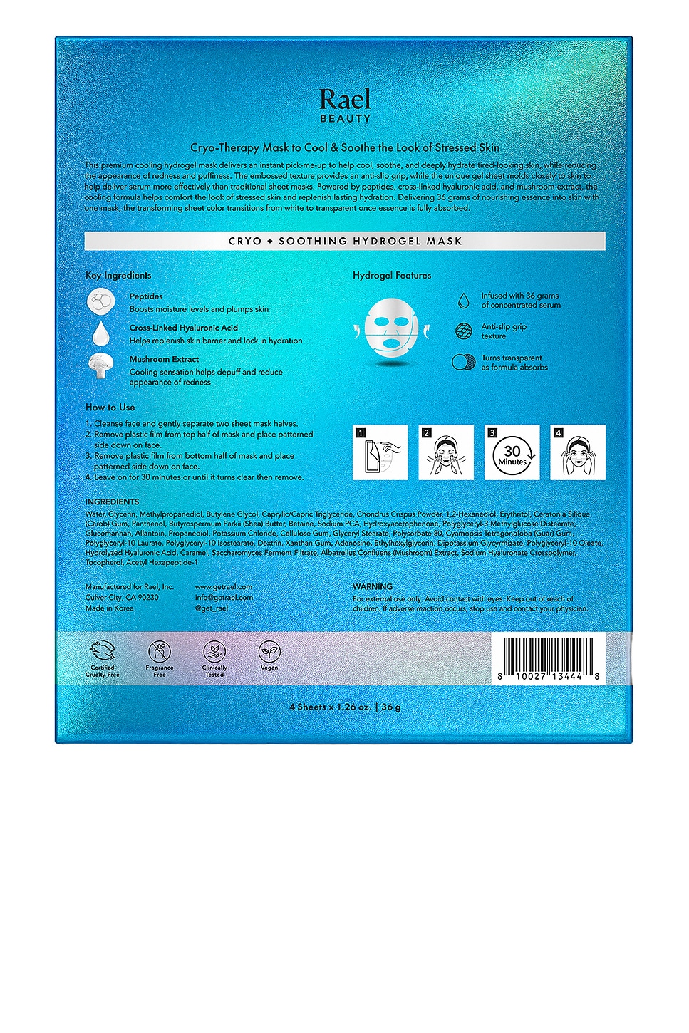 Cryo + Soothing Hydrogel Mask 4 Count - thumbnail 3
