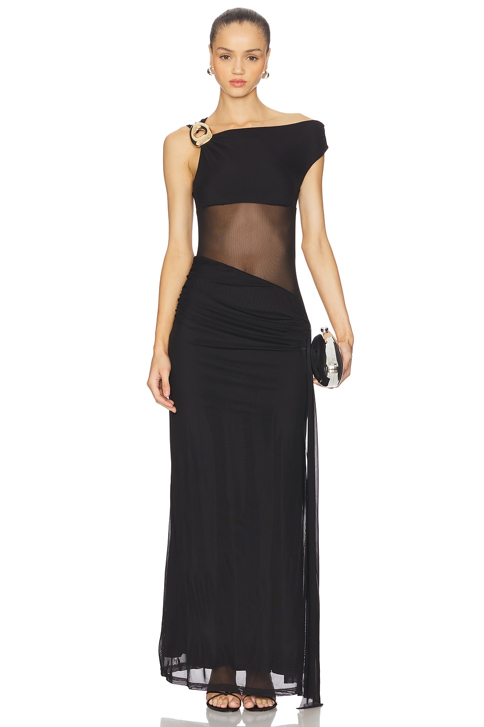 open lace back dress One Shoulder Noir Day Dress 0 / Noir
