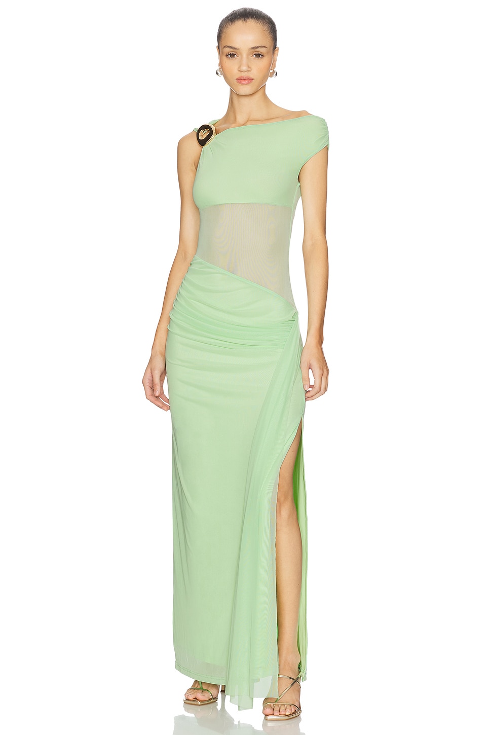 green maxi dress one shoulder Geneva One Shoulder Wrap Maxi Dress Green
