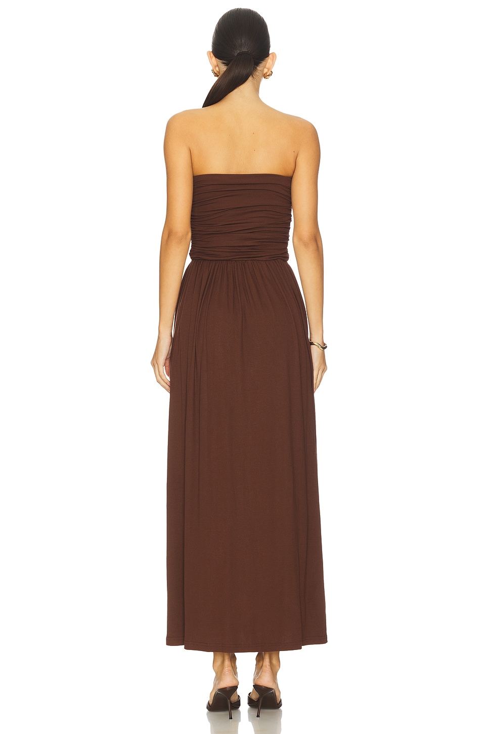 Runaway The Label Malone Ruched Strapless Maxi Dress
