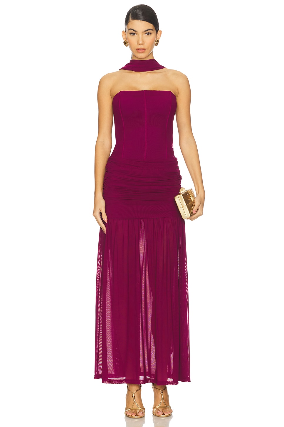 strapless open back dress Honey Couture NORAN Smokey Purple Diamanté Tulle Corset Back Formal Go