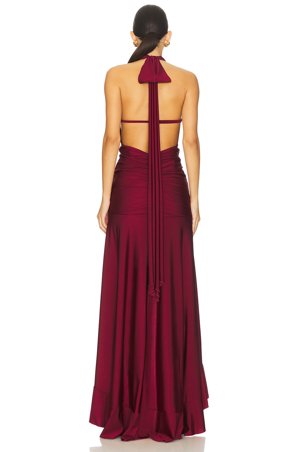 fitted lace wedding dress Josie Off Shoulder Mesh Maxi Dress / Wine | Meshki