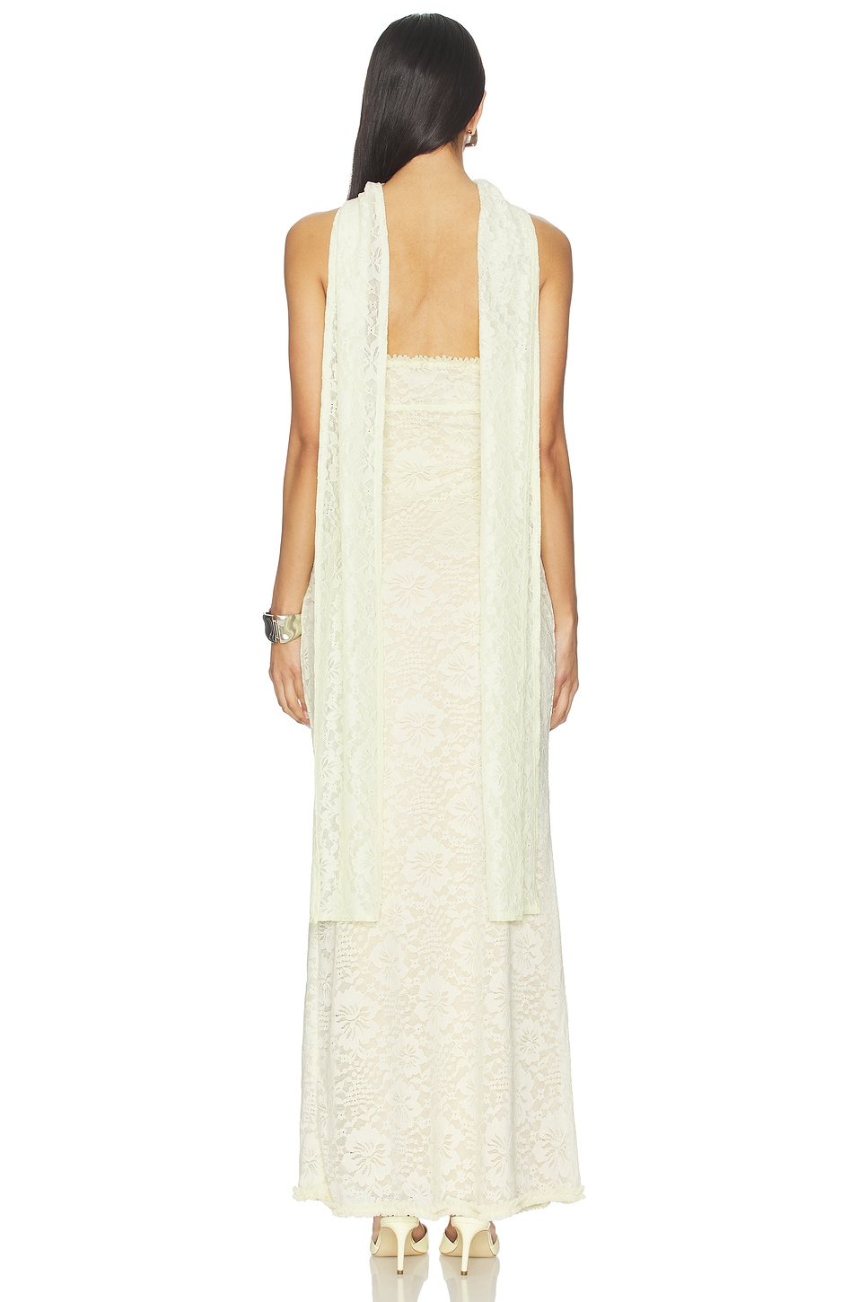 chantilly lace dress shop 3/4 Sleeves Chantilly Lace A-Line Bohemian Deep V Illusion Neck Wedding Dress AWD1663