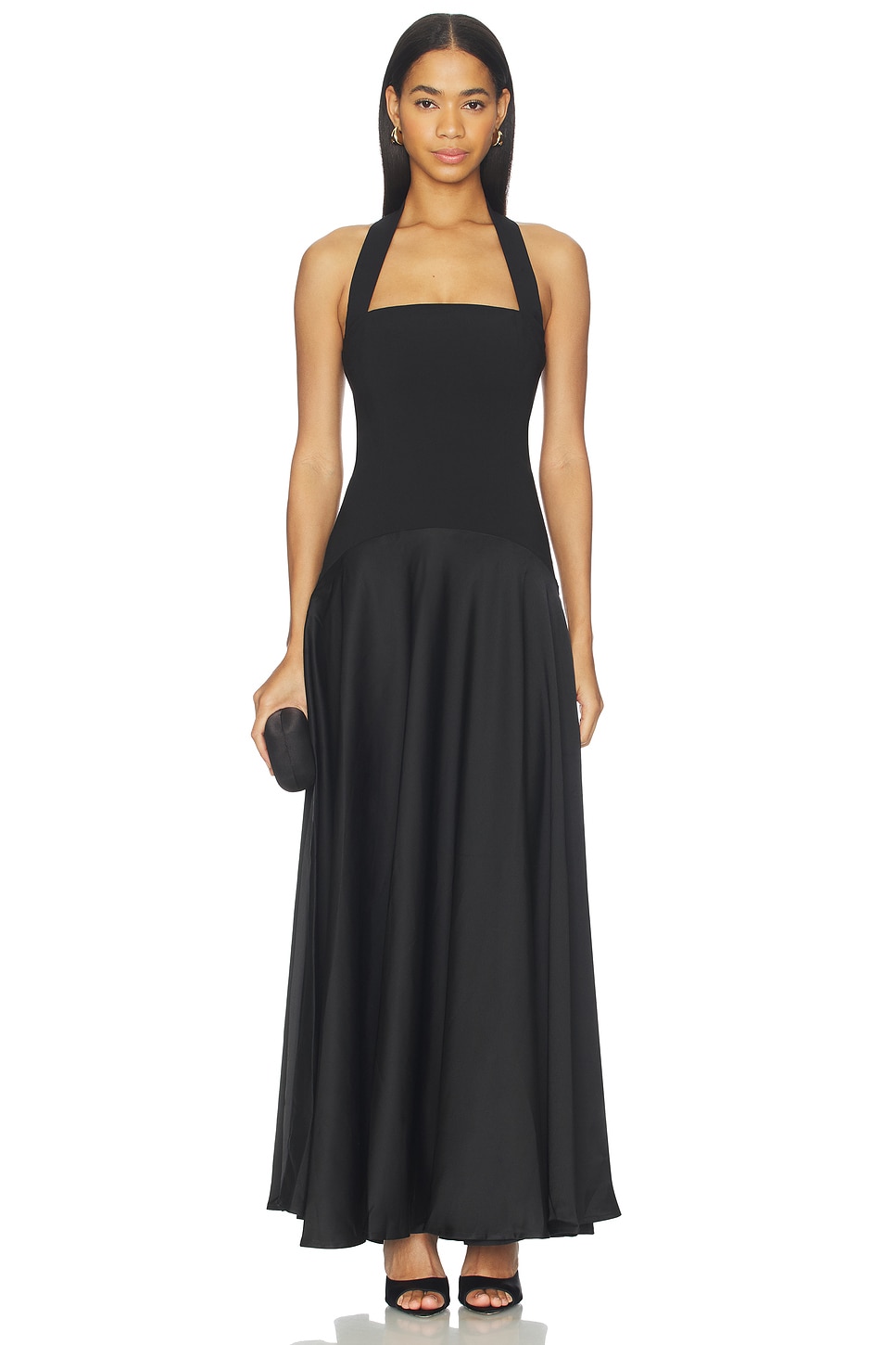 Runaway The Label Odina Square Neck Maxi Dress in Black | REVOLVE