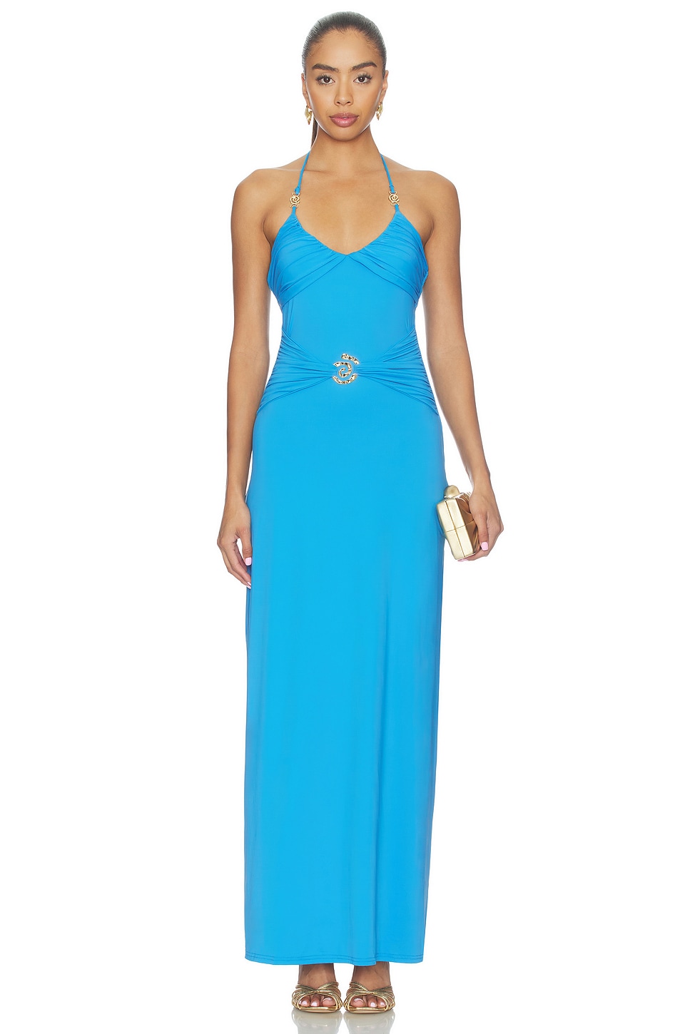 Nina Ruched Halter Maxi Dress - thumbnail 2