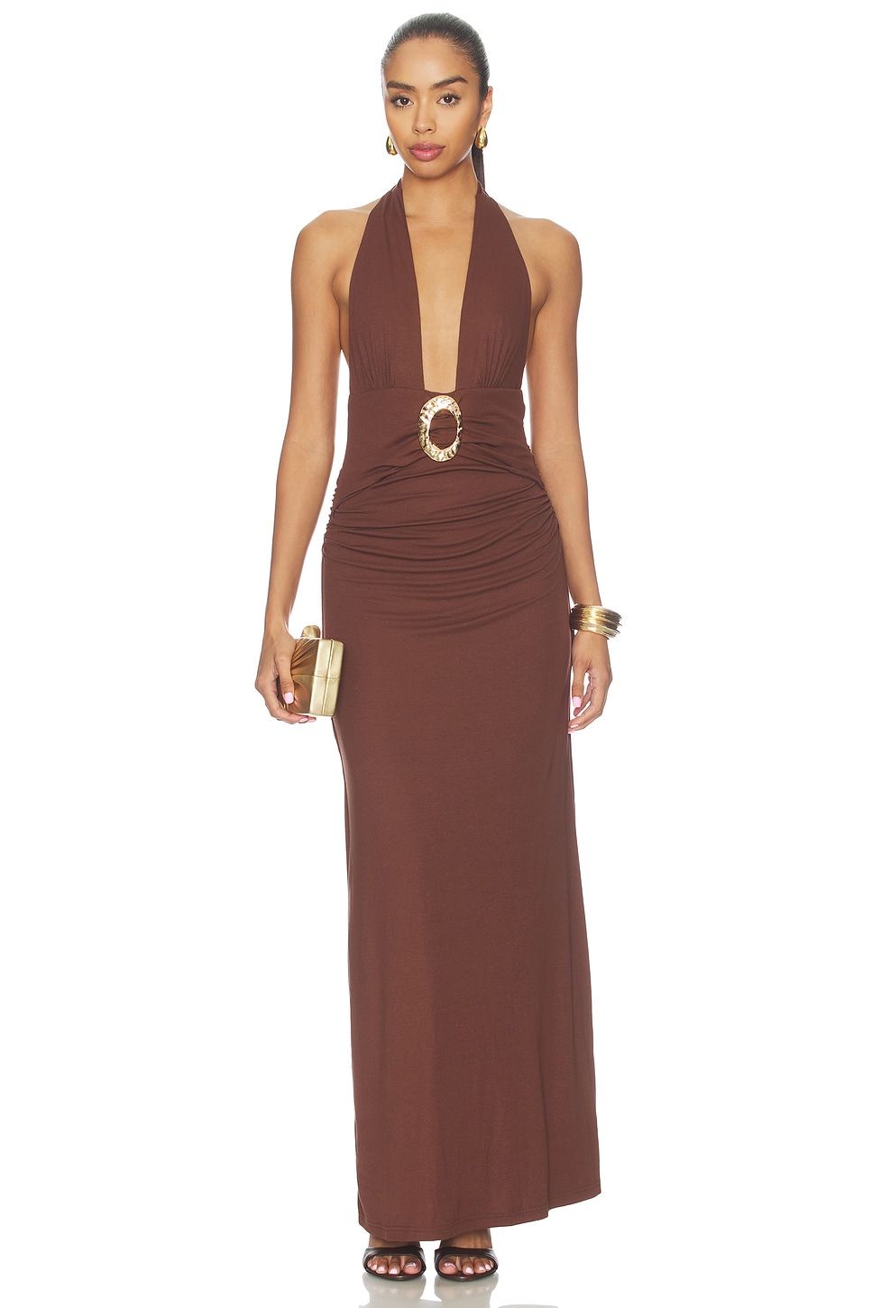 Arina Halter V-neck Maxi Dress