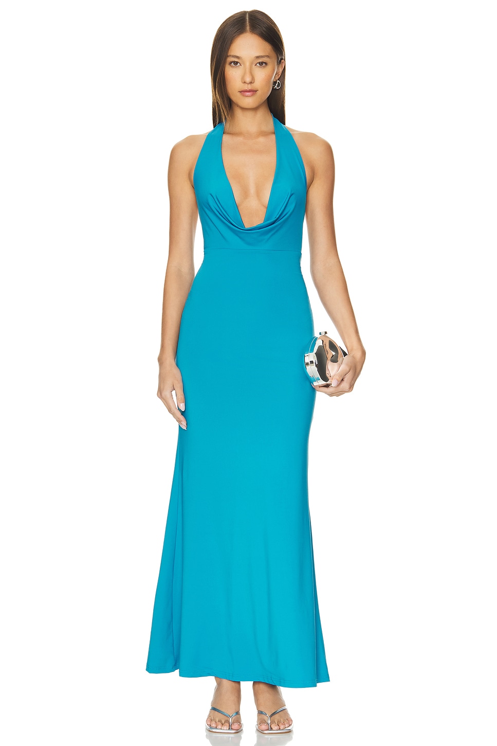 fitted lace wedding dress Aqua Tropical Print Padded Halter O-Ring Cut Out Slit Belted Maxi Dres –  Hot Miami Styles
