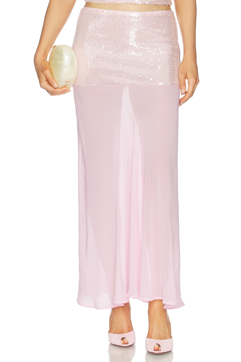 Adeluna Sheer Bottom Maxi Skirt