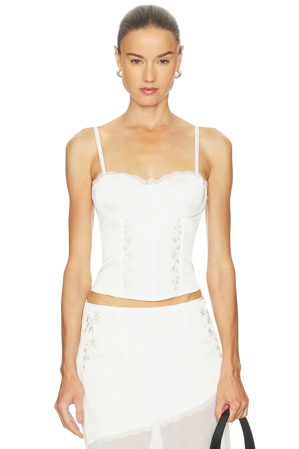 PERVERZE Rib Cage Bustier ホワイト Runaway The Label Emberly Bustier in White | REVOLVE