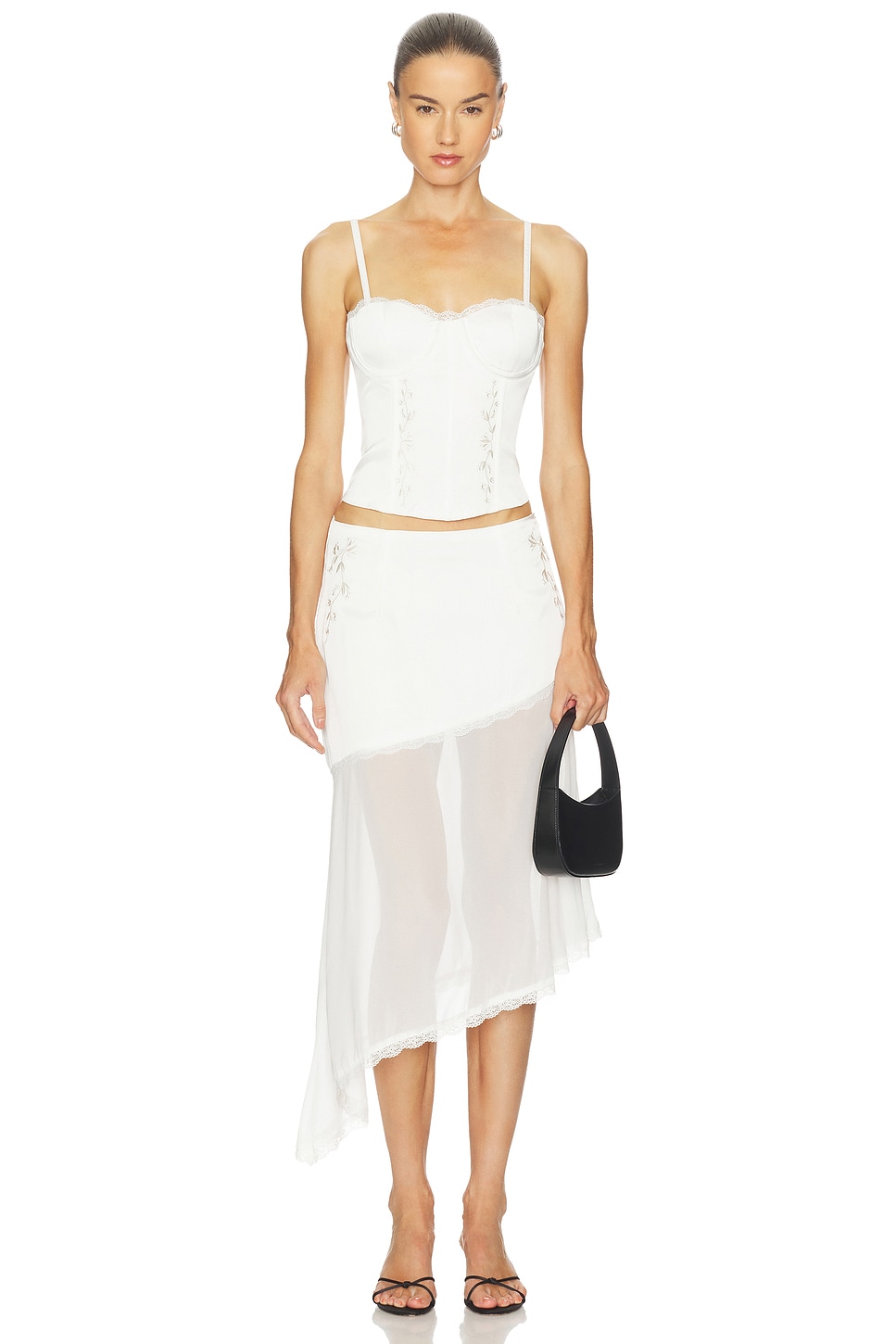 PERVERZE Rib Cage Bustier ホワイト Runaway The Label Emberly Bustier in White | REVOLVE