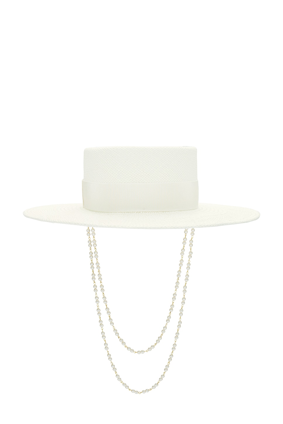 NEW Ruslan Baginskiy Double Chain Strap Straw Boater Hat in White Small S Double Chain Strap Boater Hat • Ruslan Baginskiy Hats  main image 3