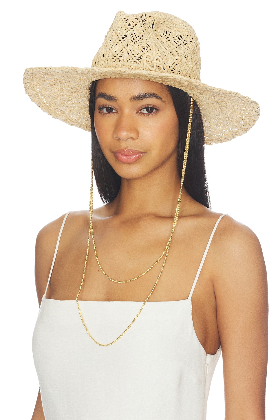 Cut Out Double Chain Strap Fedora Hat