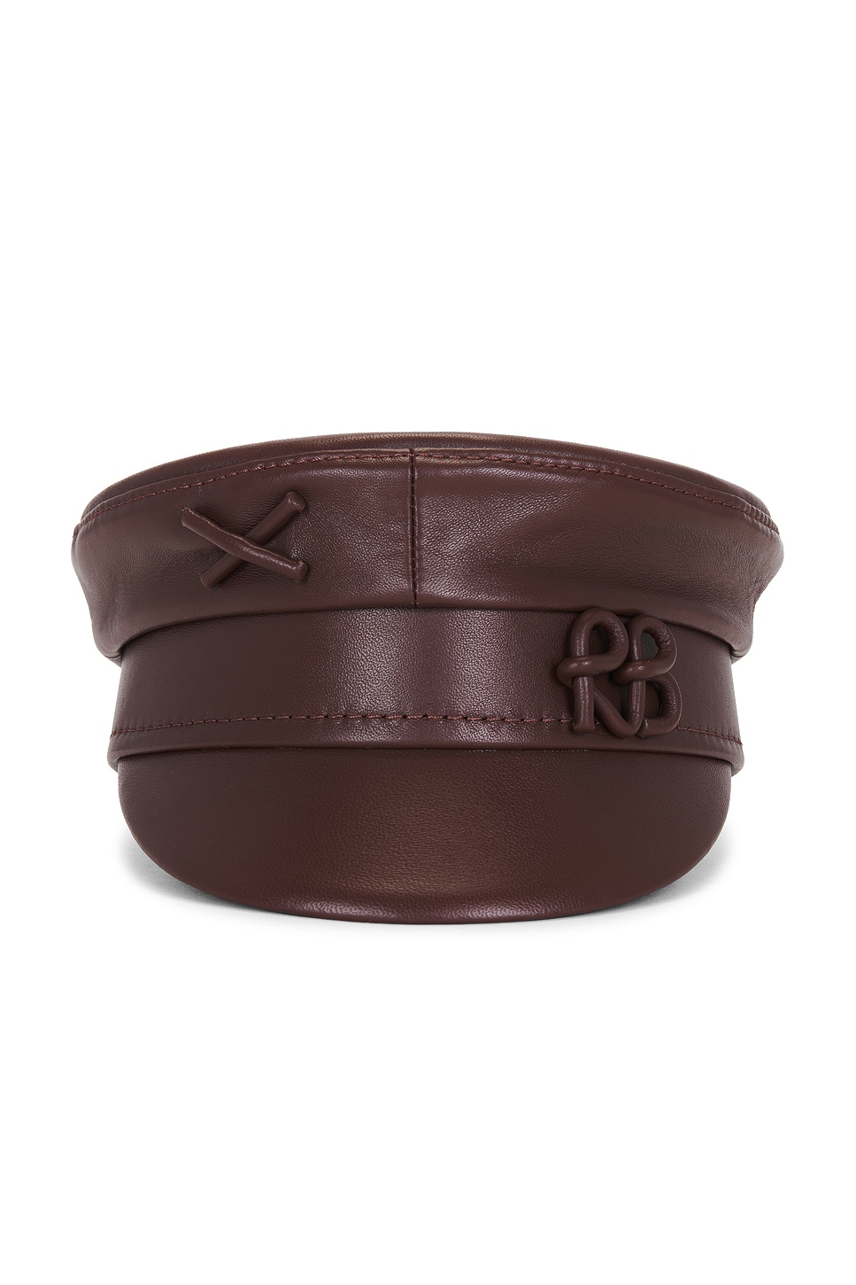 Monogram Embellished Leather Baker Boy Cap - thumbnail 3