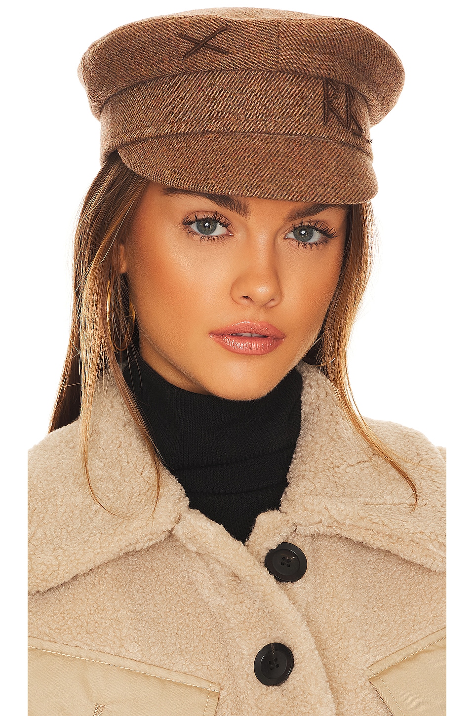 ハット RUSLAN BAGINSKIY FW25 'Baker Boy' hat (KPC09 BROWN) Monogram-embellished Baker Boy Cap • Ruslan Baginskiy Hats