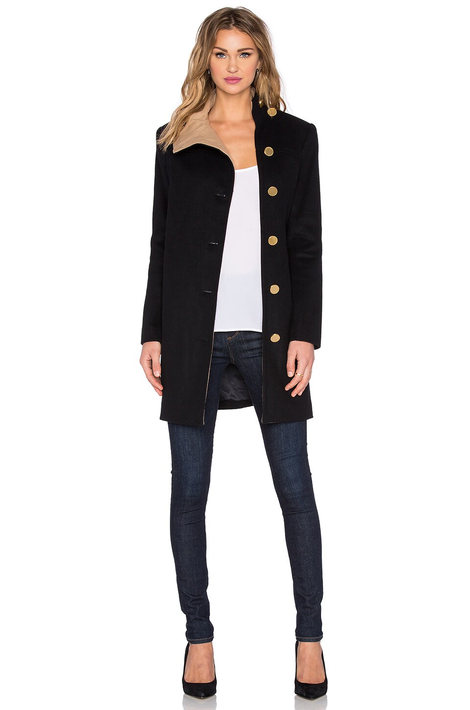 RACHEL ZOE Vince Coat in Black \u0026 Camel 