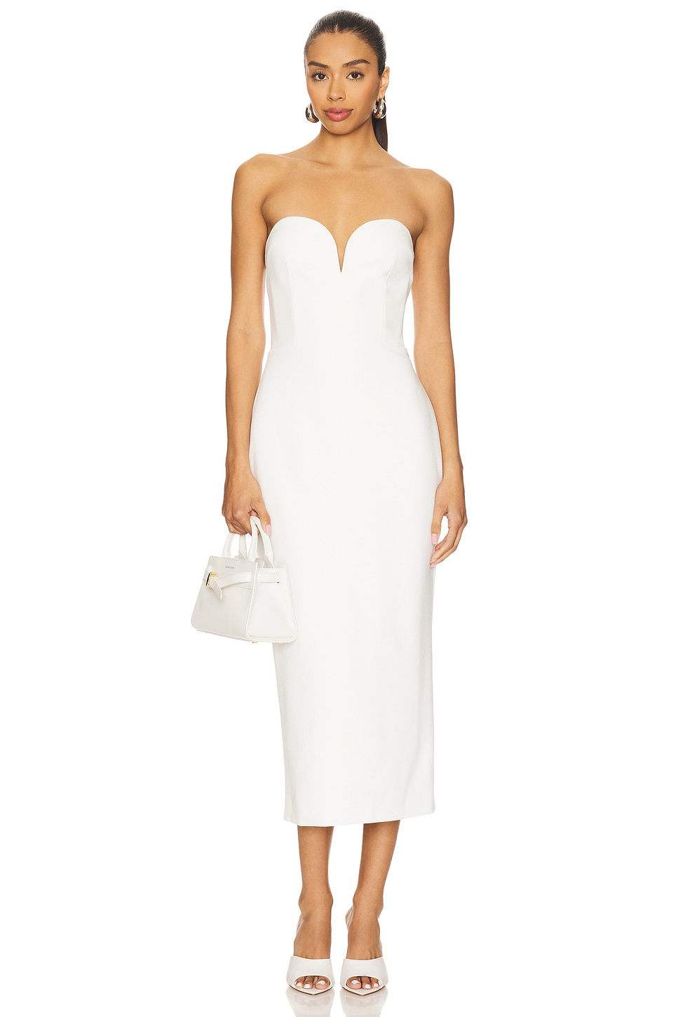 SANS FAFF Evening Midi Dress in White | REVOLVE