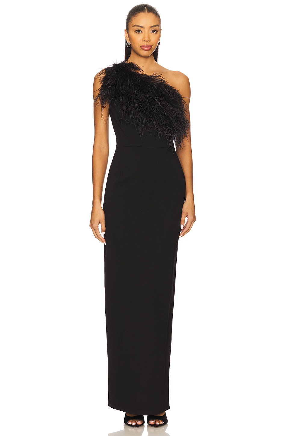 SANS FAFF Blair Feather Gown in Black | REVOLVE