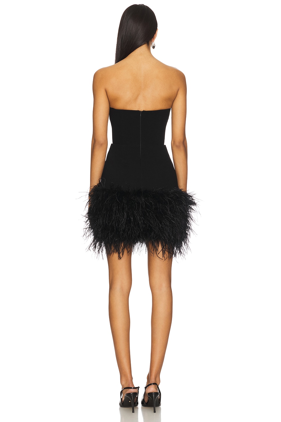 black feather short dress TRIANA