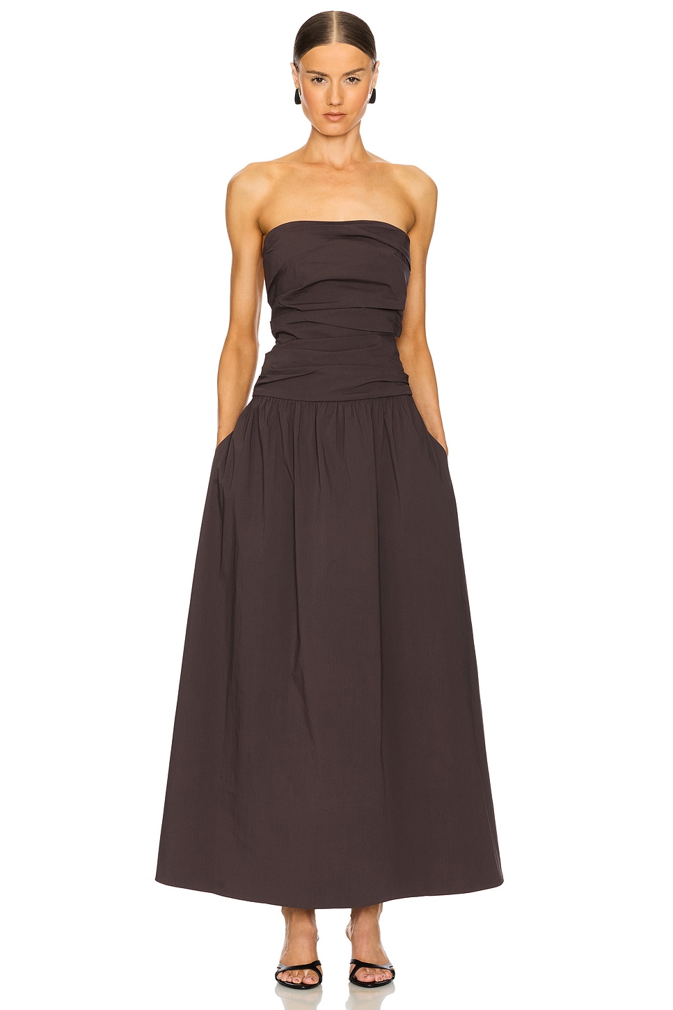 Strapless Diagonal Gathered Dress