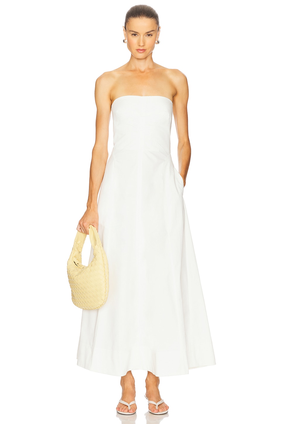 St. Agni Sculpted Cotton Strapless Dress in Milk | REVOLVE