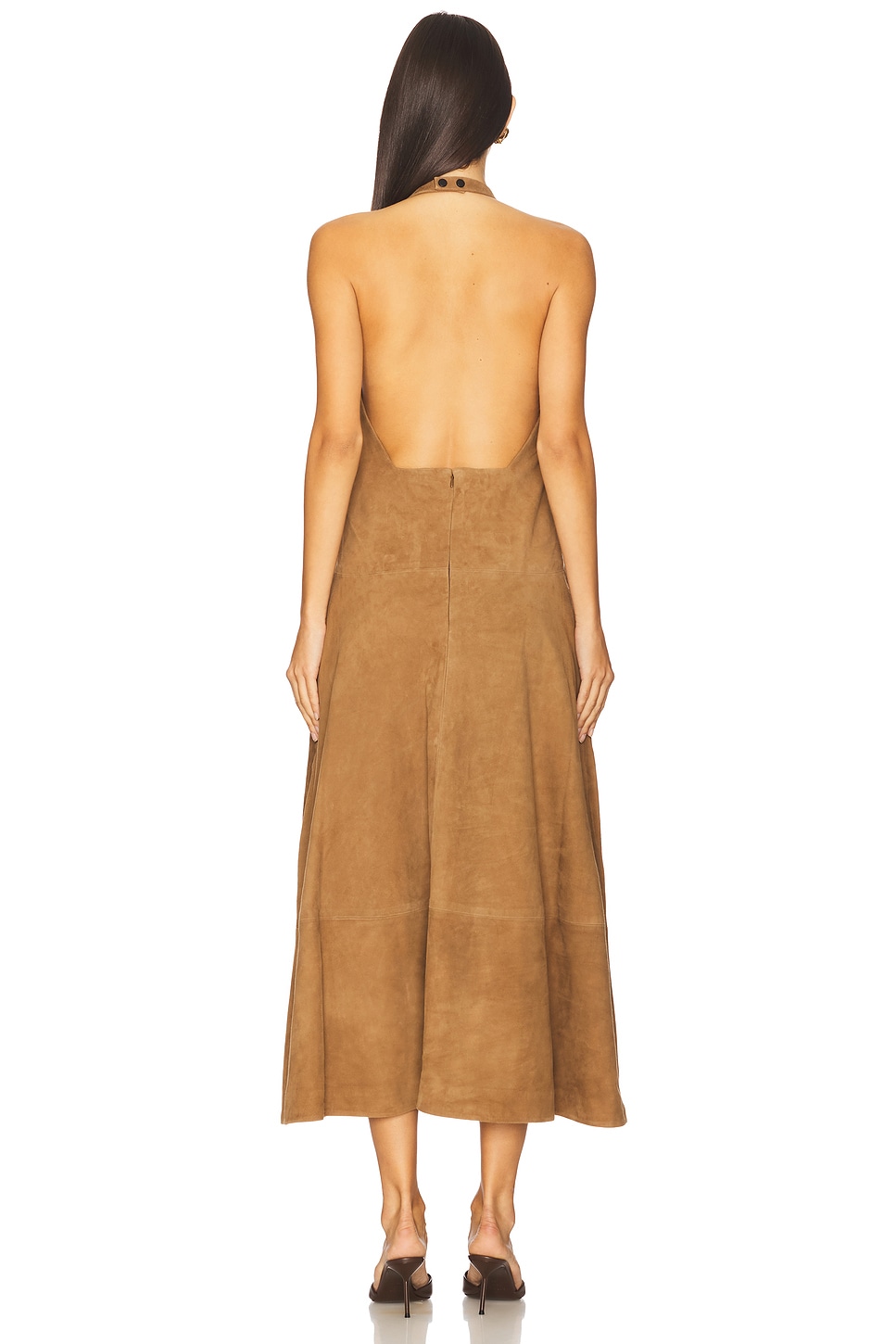 St. Agni - Suede Halter Plunge Dress | Plush