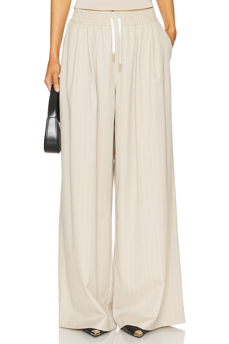 Pinstripe Wool Drawstring Pants