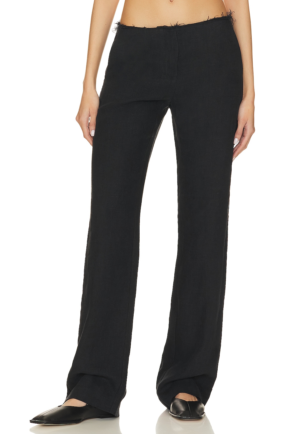 St. Agni Low Waist Undone Edge Pants in Black | REVOLVE