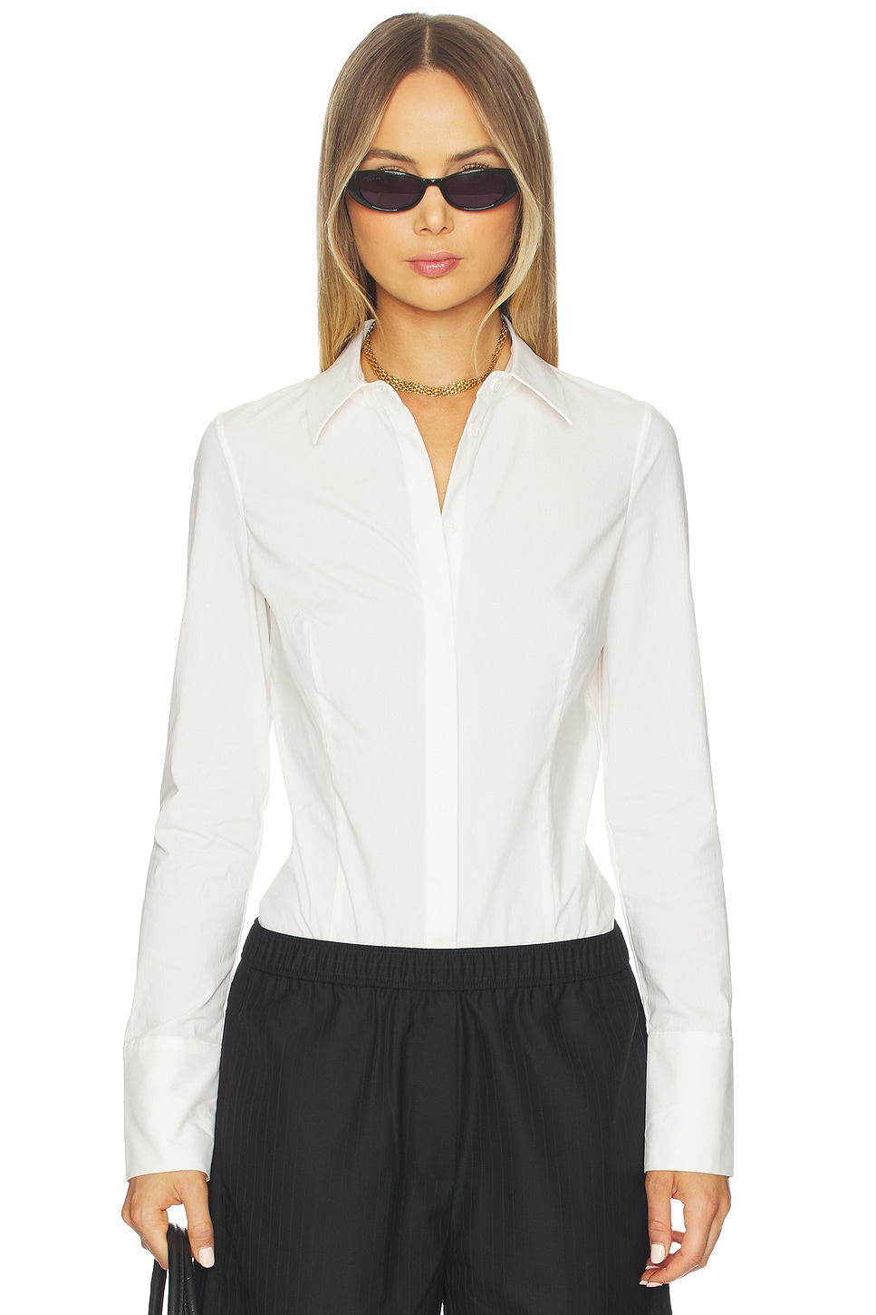 St. Agni Classic Shirt Bodysuit in White | REVOLVE