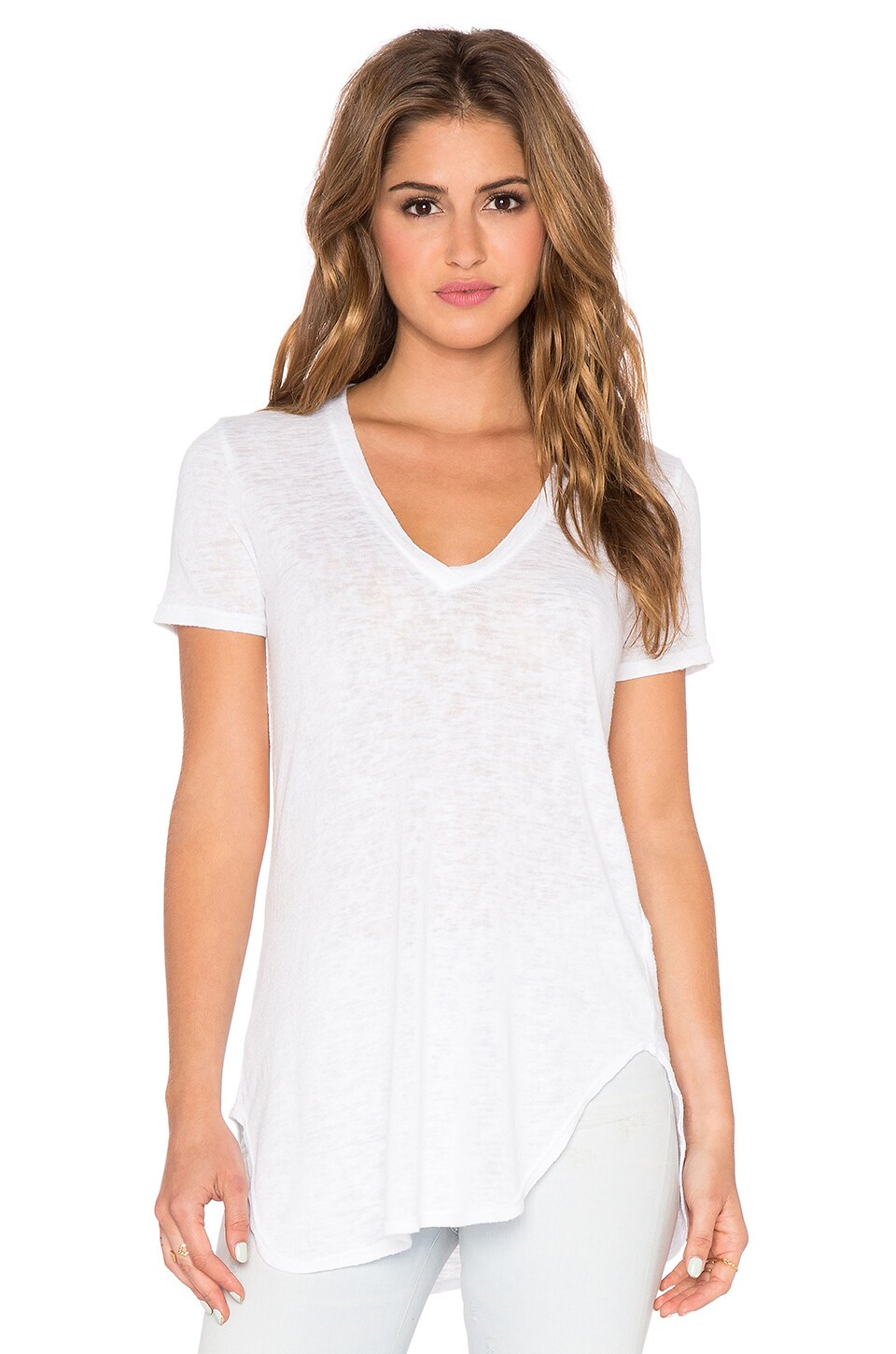 Saint Grace Lax Oversized V Neck Tee in White | REVOLVE