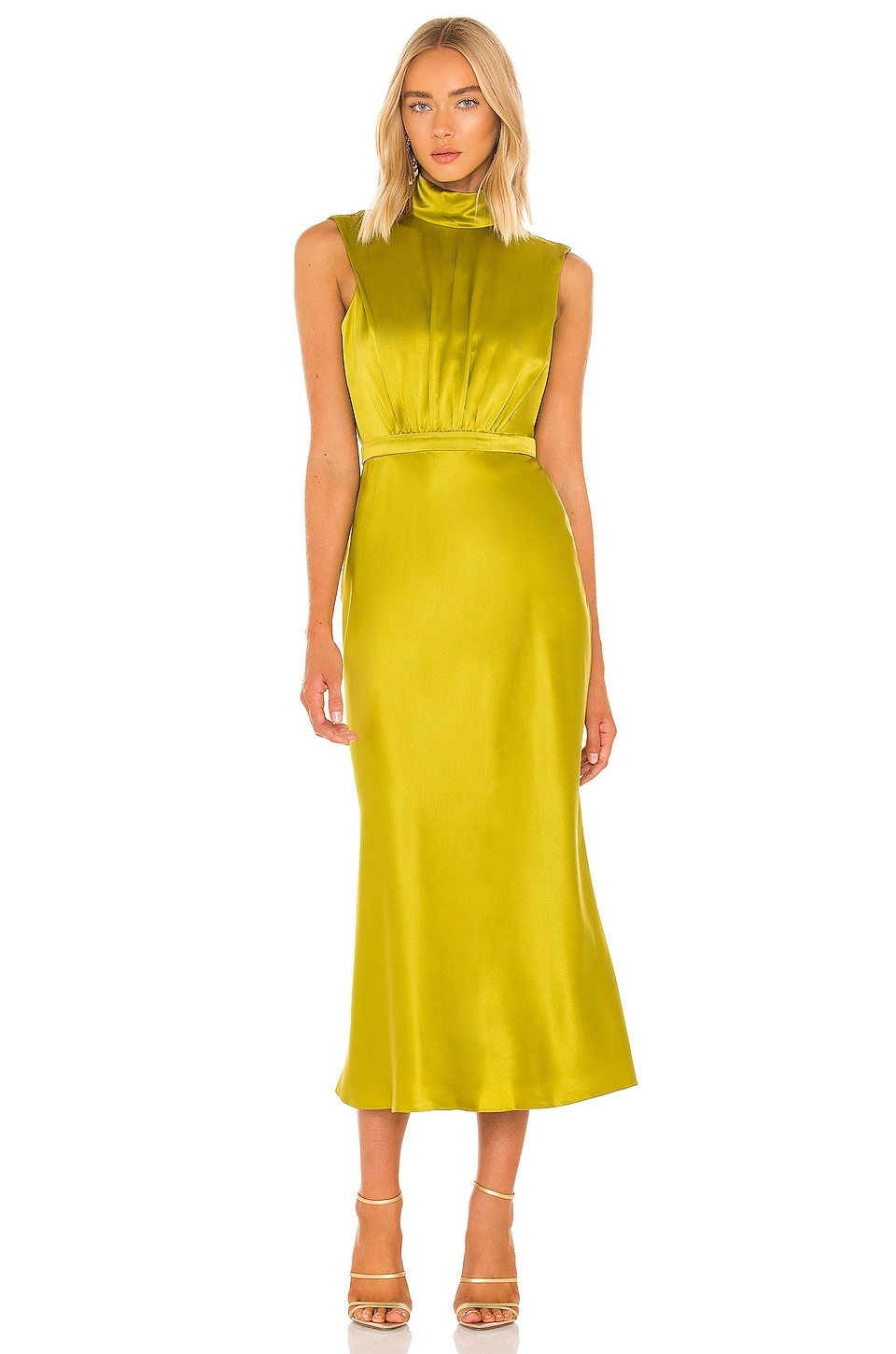 SALONI Fleur Midi Dress in Chartreuse ...