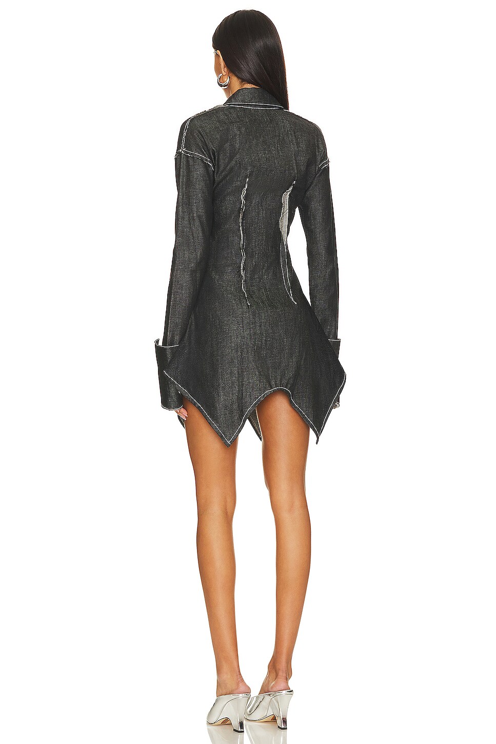 knee length dresses for ladies Asymmetric Long Sleeve Mini Dress in Clay Rib, S / DRS08 / Clay