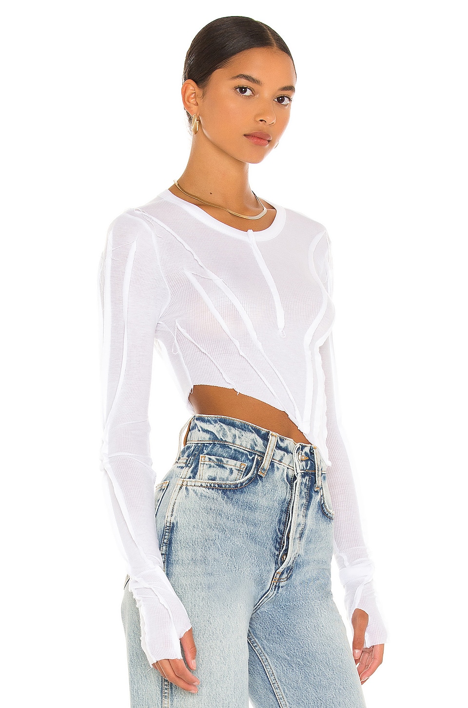 SAMI MIRO VINTAGE Asymmetric Baby Rib Tee in White