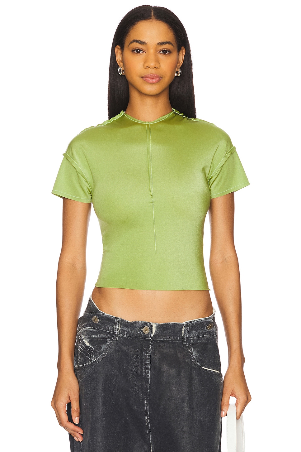 SAMI MIRO VINTAGE Open Seam Mini Tee in Lime | REVOLVE