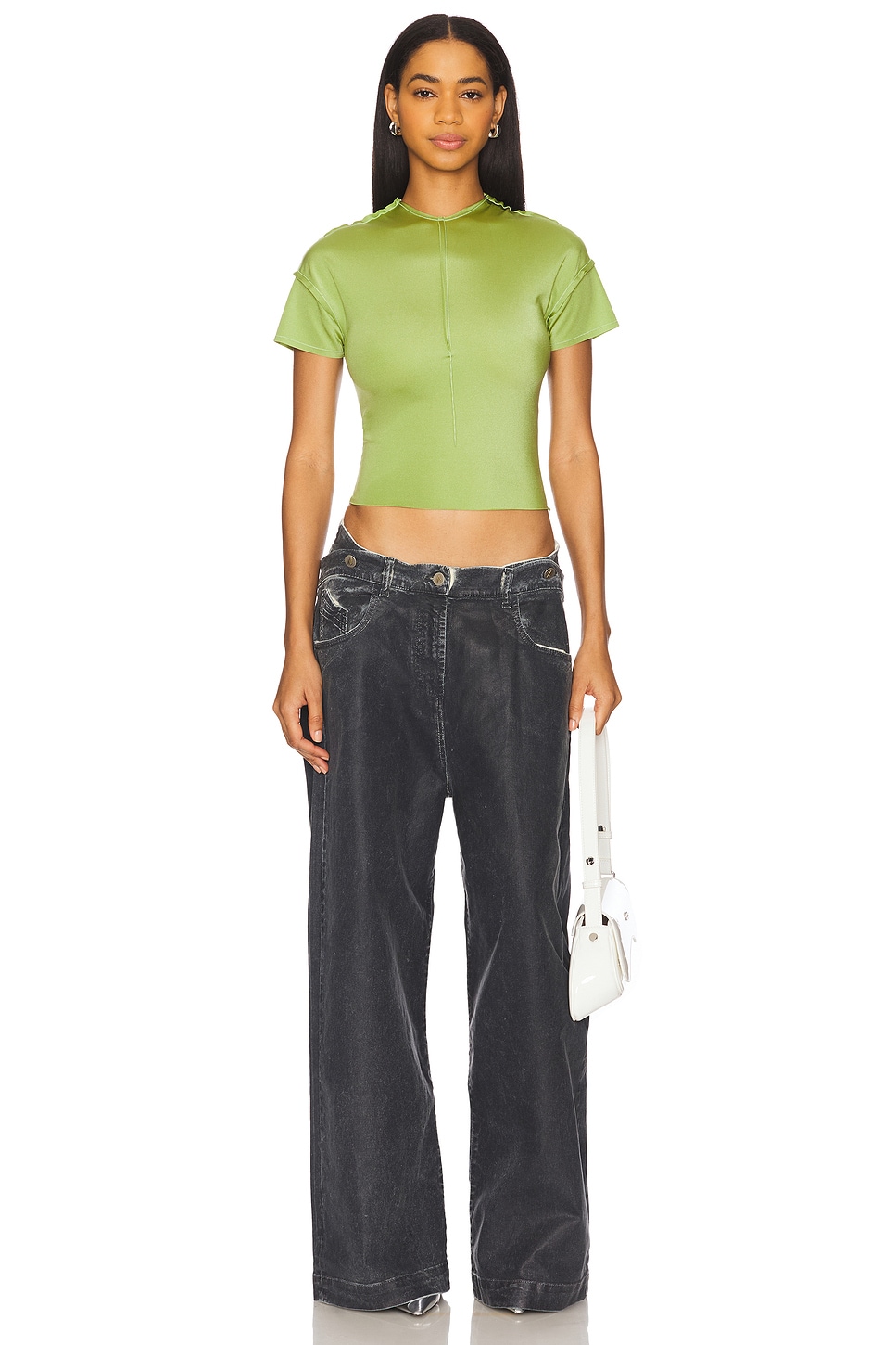 SAMI MIRO VINTAGE Open Seam Mini Tee in Lime | REVOLVE