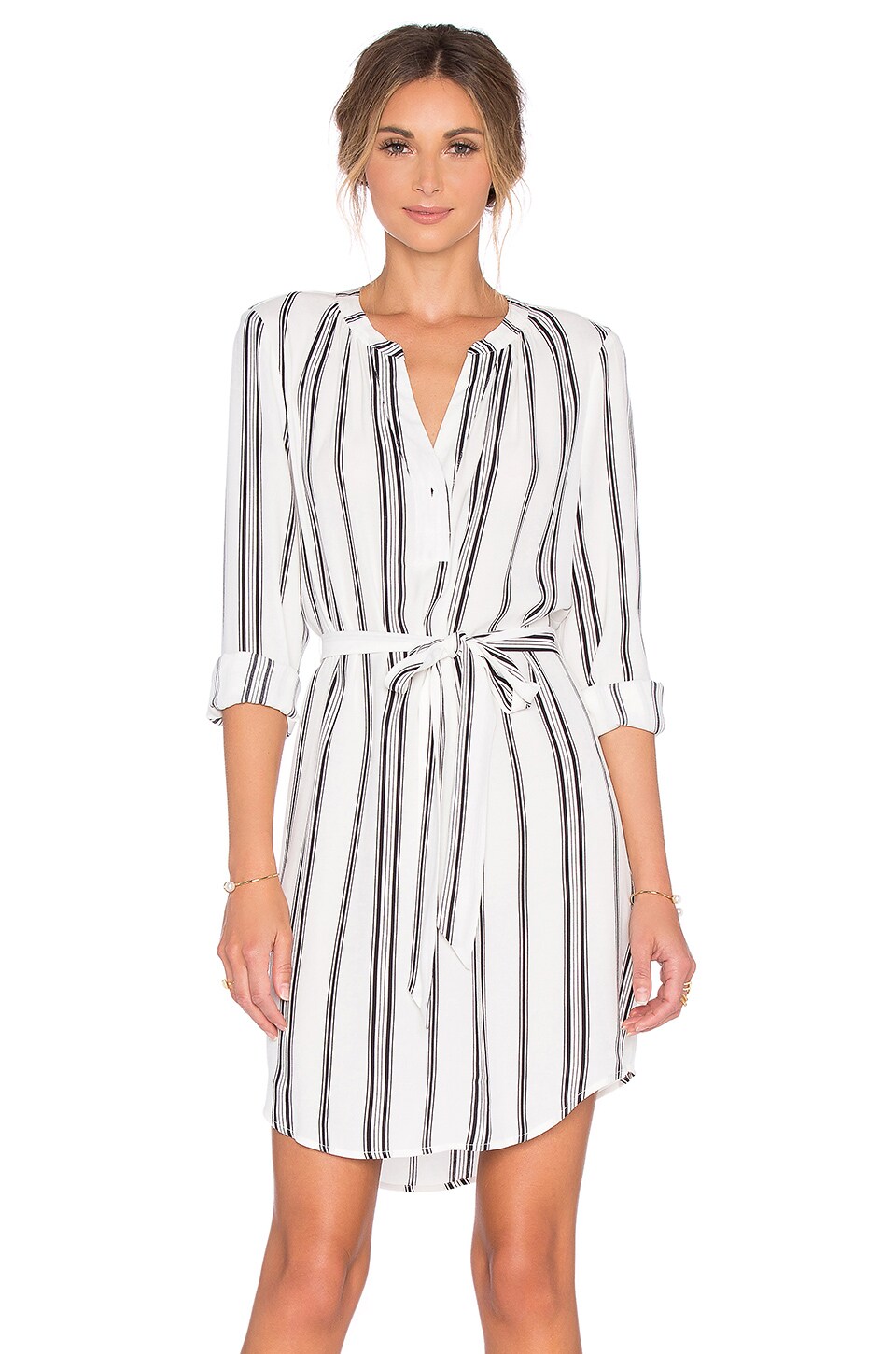 Sanctuary Womens Tie-Front Striped Shirtdress 
