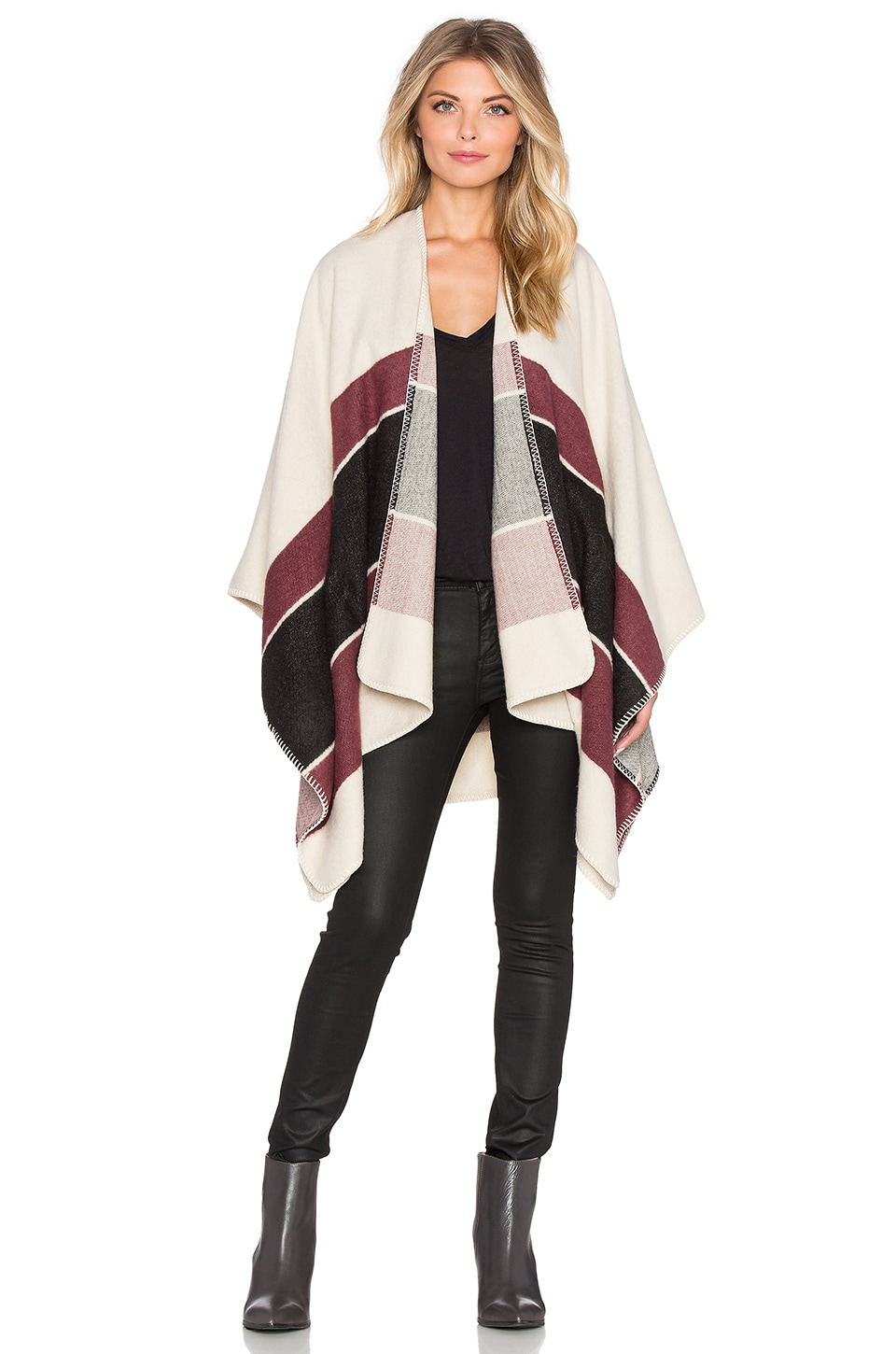Sanctuary Blanket Wrap in Moonrise & Mulberry & Charcoal Stripe | REVOLVE
