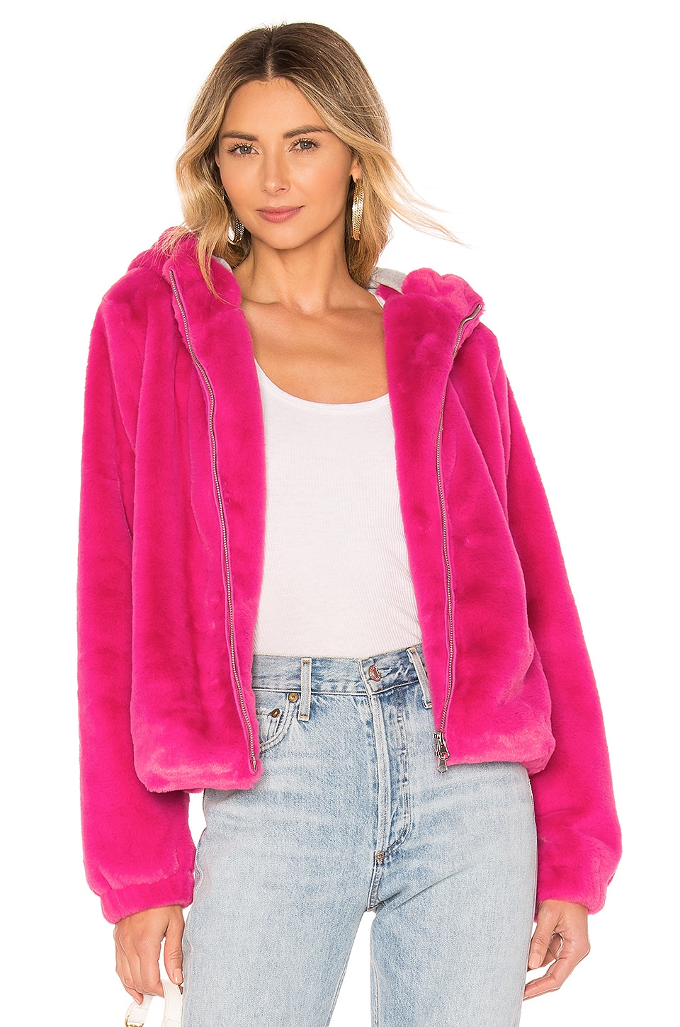 pink fur hoodie