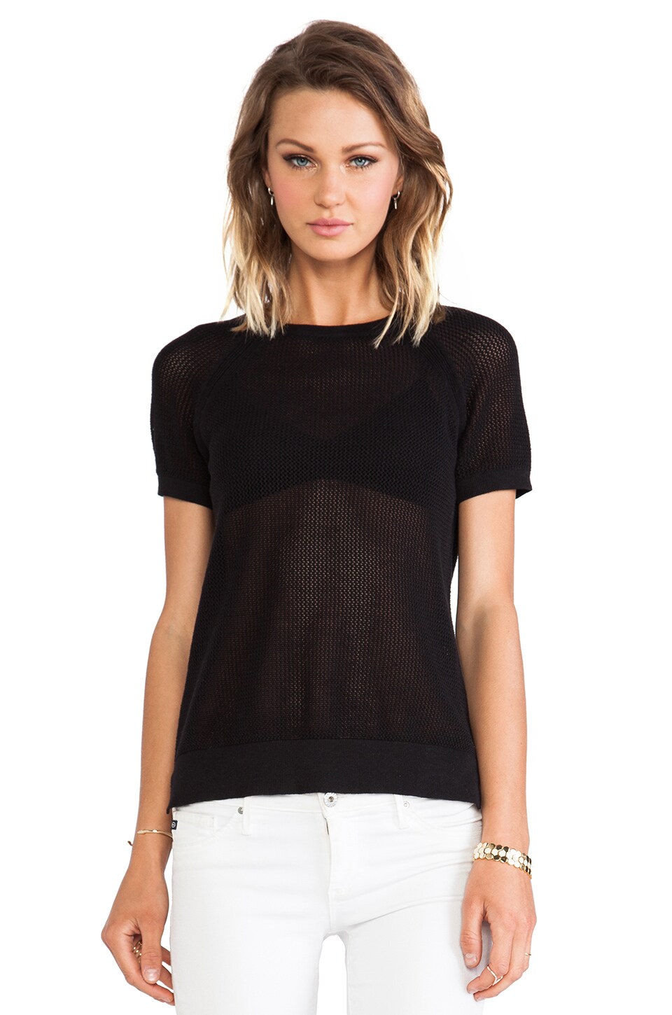 Sanctuary Mesh Crew Tee in Black | REVOLVE