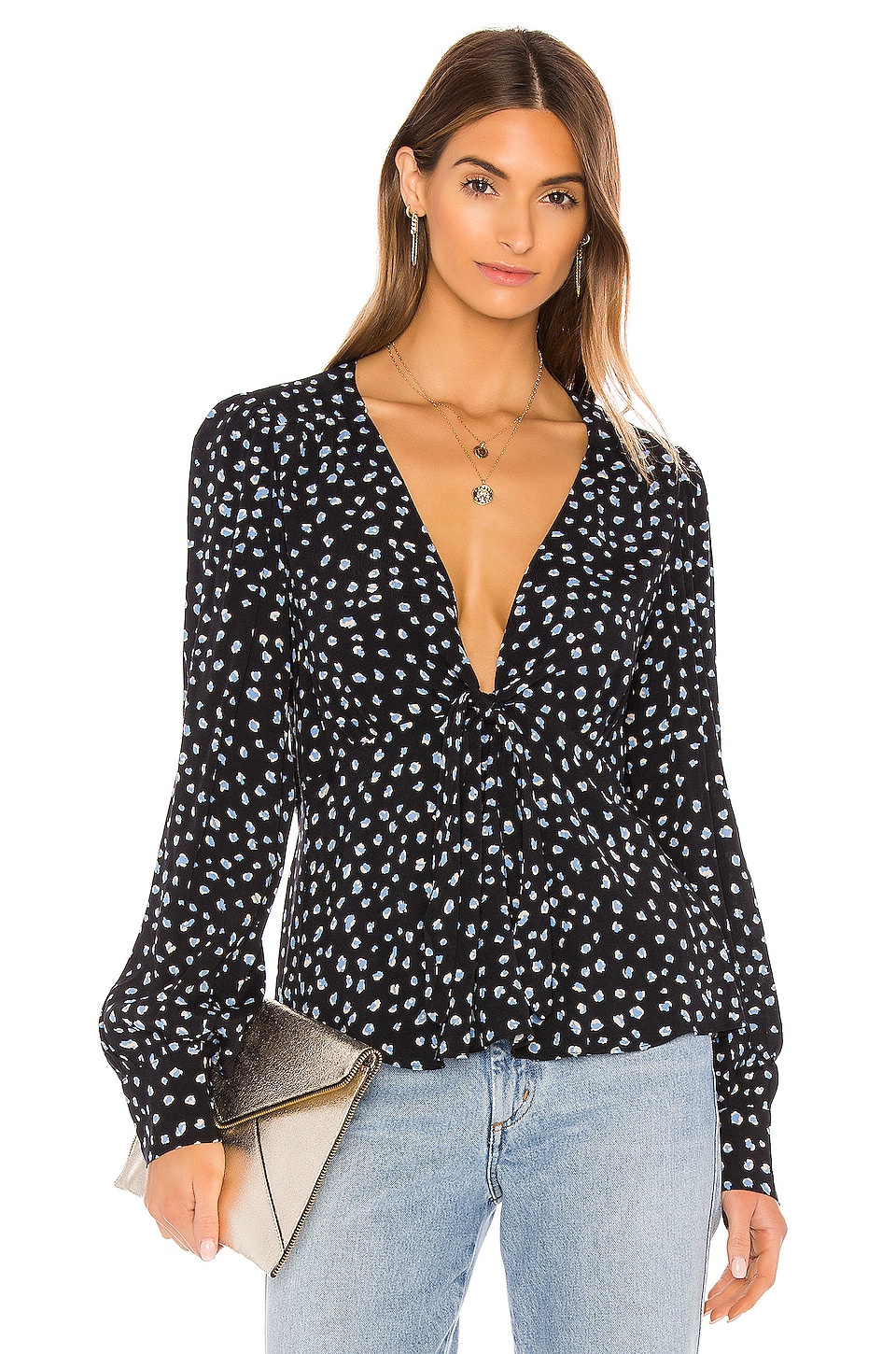 Sanctuary Ella Tie Front Blouse in Blue Party Pop | REVOLVE