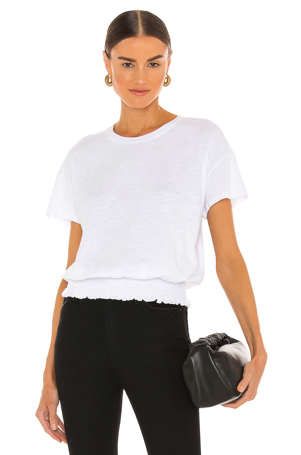 Sanctuary Perfect Smocked Tee in White | REVOLVE
