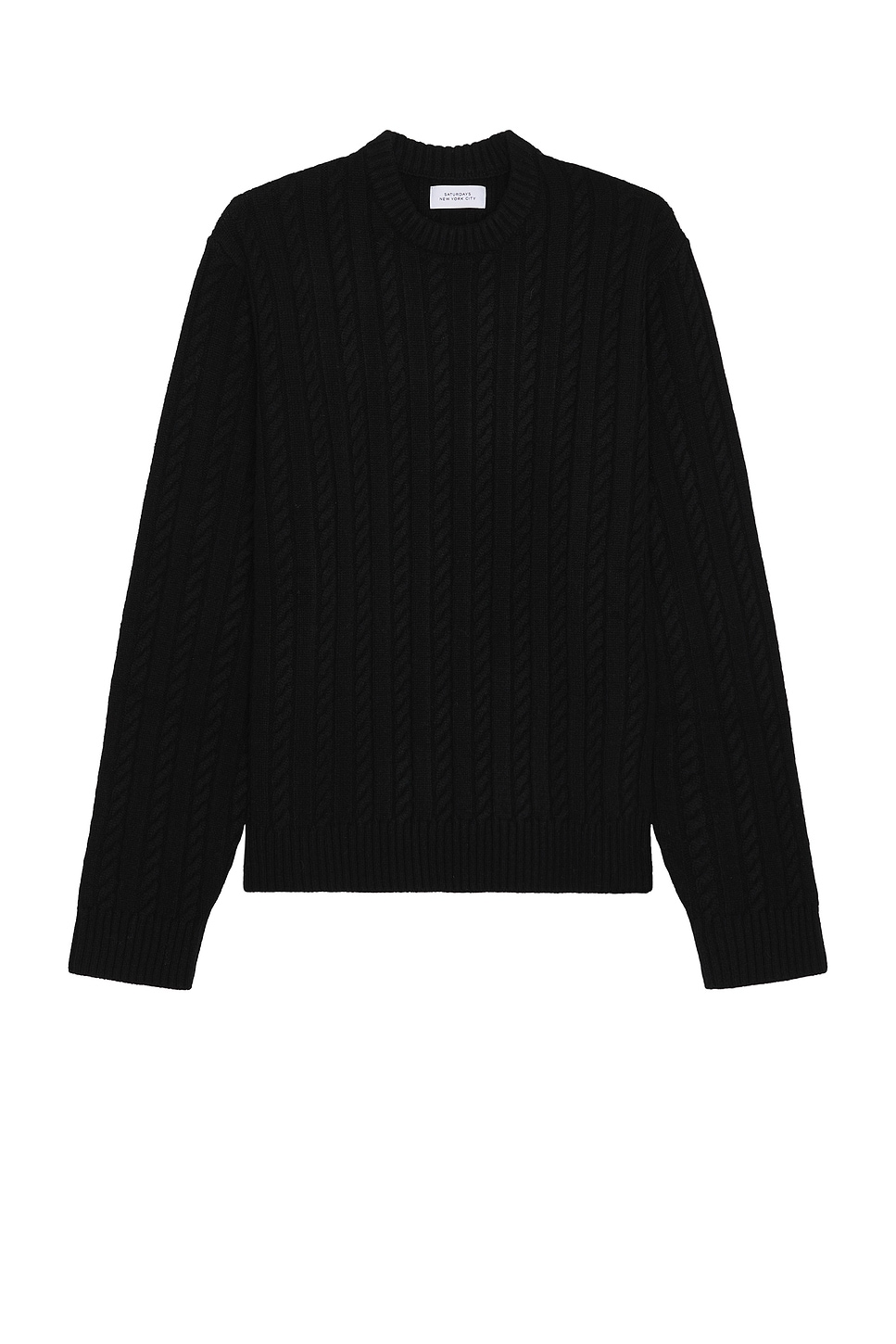 SATURDAYS NYC Nico Cable Knit Sweater in Black | REVOLVE