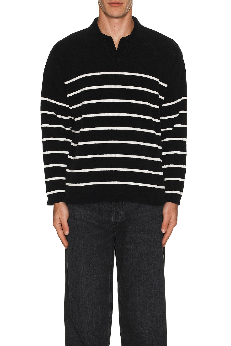 Mole Yarn Stripe Skipper Knit Polo - Thumbnail 3
