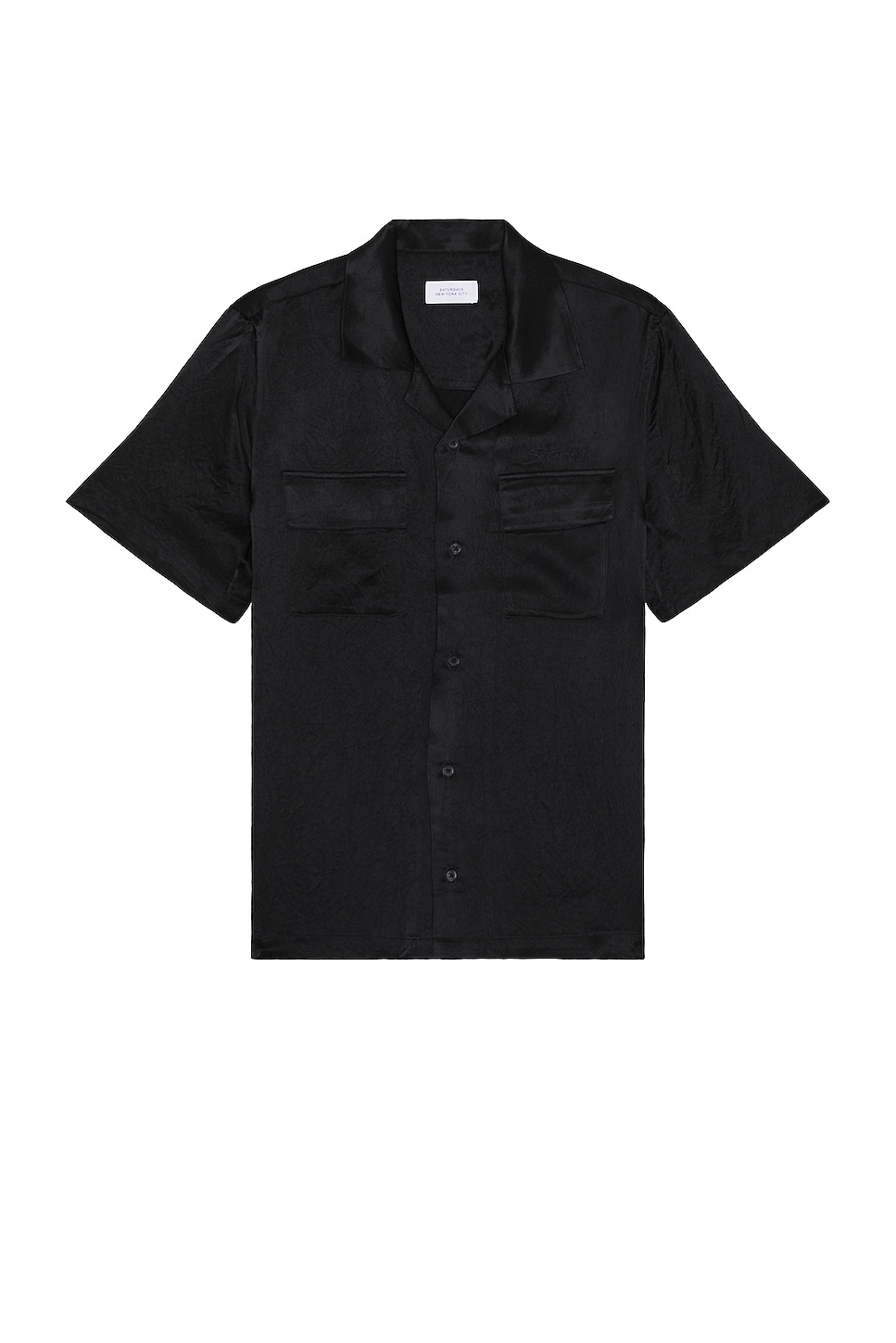 SATURDAYS NYC Canty Crinkled Satin Shirt in Black