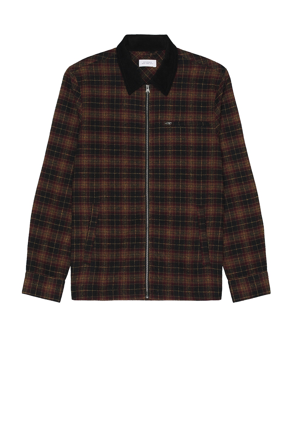 SATURDAYS NYC Ryan Zip Front Flannel Shirt in Black | REVOLVE