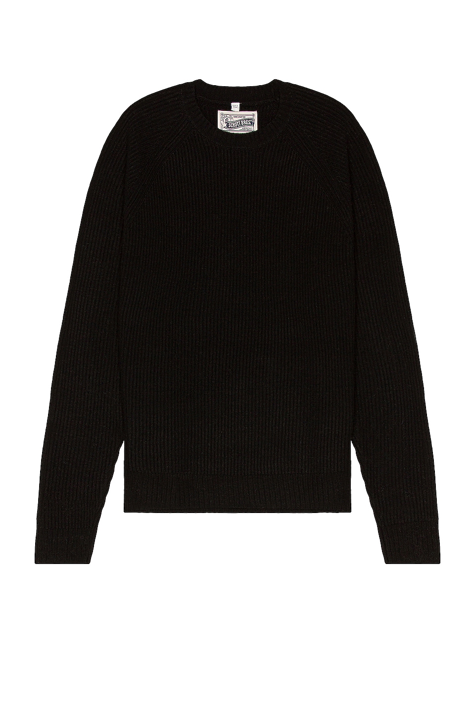 Schott Ribbed Wool Crewneck Sweater Black