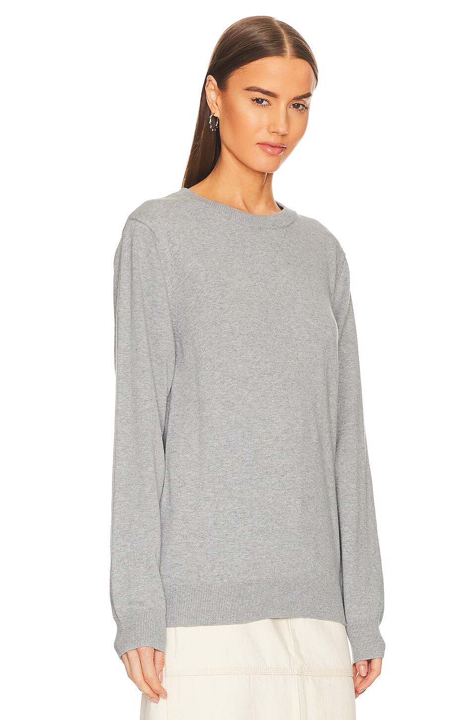 Schott Lightweight Crew Neck Sweater in Heather Grey