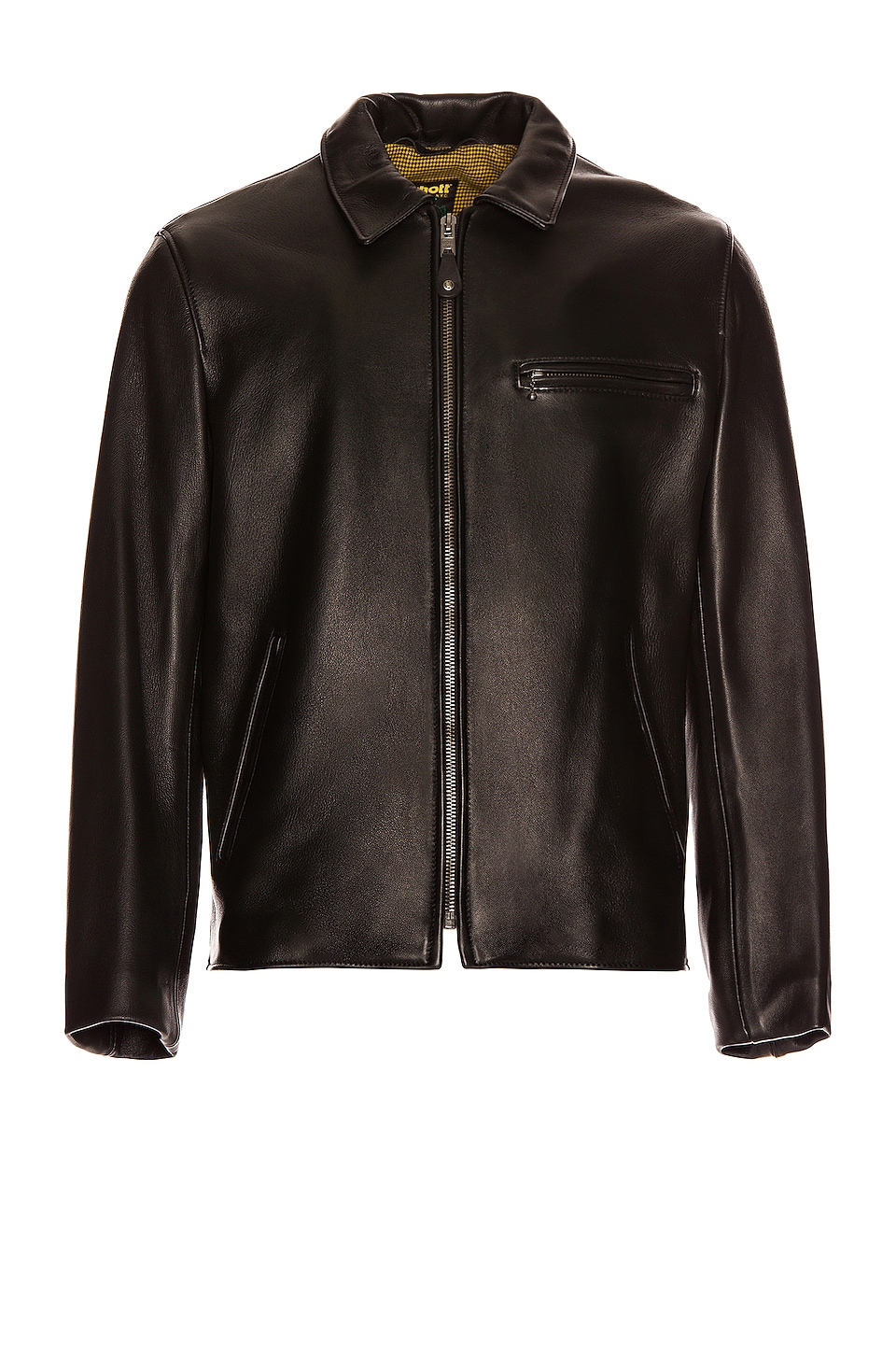 Schott Collar Lamb Leather Jacket in Black | REVOLVE